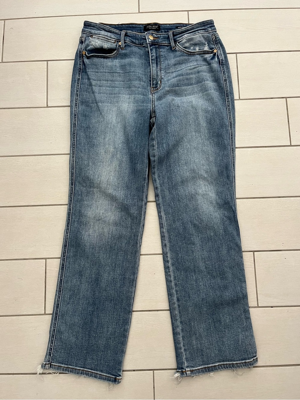 Judy Blue Medium Wash Straight-Leg Dad Jeans 15/32
